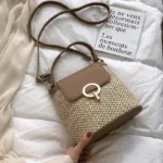 Bag Women 2025 New Personalized Handheld Straw Woven Beach Bag Casual Versatile Buckle Single Shoulder Diagonal Span Bag