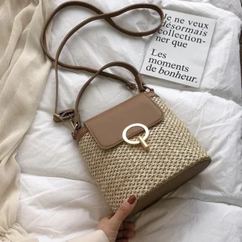 Bag Women 2025 New Personalized Handheld Straw Woven Beach Bag Casual Versatile Buckle Single Shoulder Diagonal Span Bag