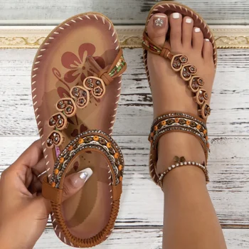 Women's Sandals Bohemia Style Sandals Summer 2025 New Shoes For Woman Flip Flops Beach Summer Shoes Women Low Heels Footwear