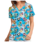 Pocket Woman Clothes Stitch T Shirt Hospital T-shirts Summer Tops Minnie Mouse Mickey T-shirt Nurse Uniform Top Women 2024 Tees