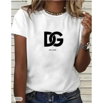 2025 Women Hot Sale Brand Printed T-Shirt Fashion Casual Letter Pattern Top Summer Short Sleeved Loose Fitting Men Cotton Unisex