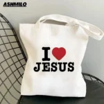 Miniso Jesus Is King Print Fashion Letter Print Tote Bag Large Capacity Bag Women's Casual Handbag Commute Shopping Handbag